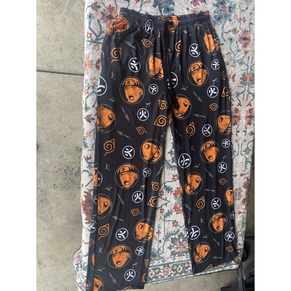 Bioworld Naruto Logos Symbols Black Sleep Lounge Pants